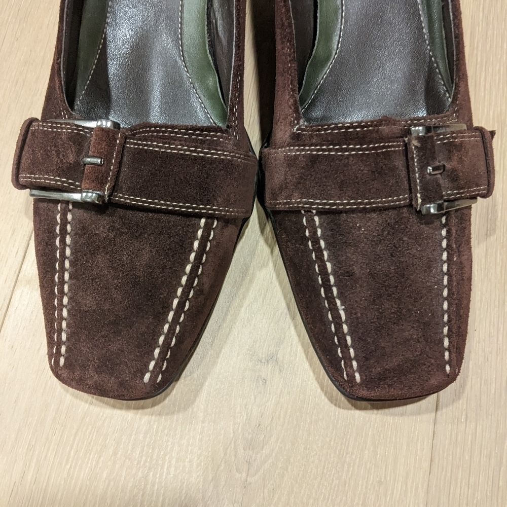 Y2K brown suede square toe heels - Picture 10 of 13